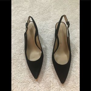 NWT Ann Taylor Black Suede Slingback Heels Sz8.5